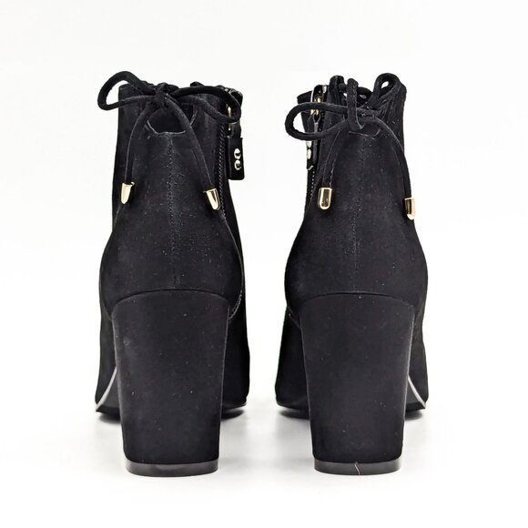 Stuart Weitzman Women Grandiose Black Suede Ankle Dress Office Back Lace Boots 7 - Picture 4 of 11